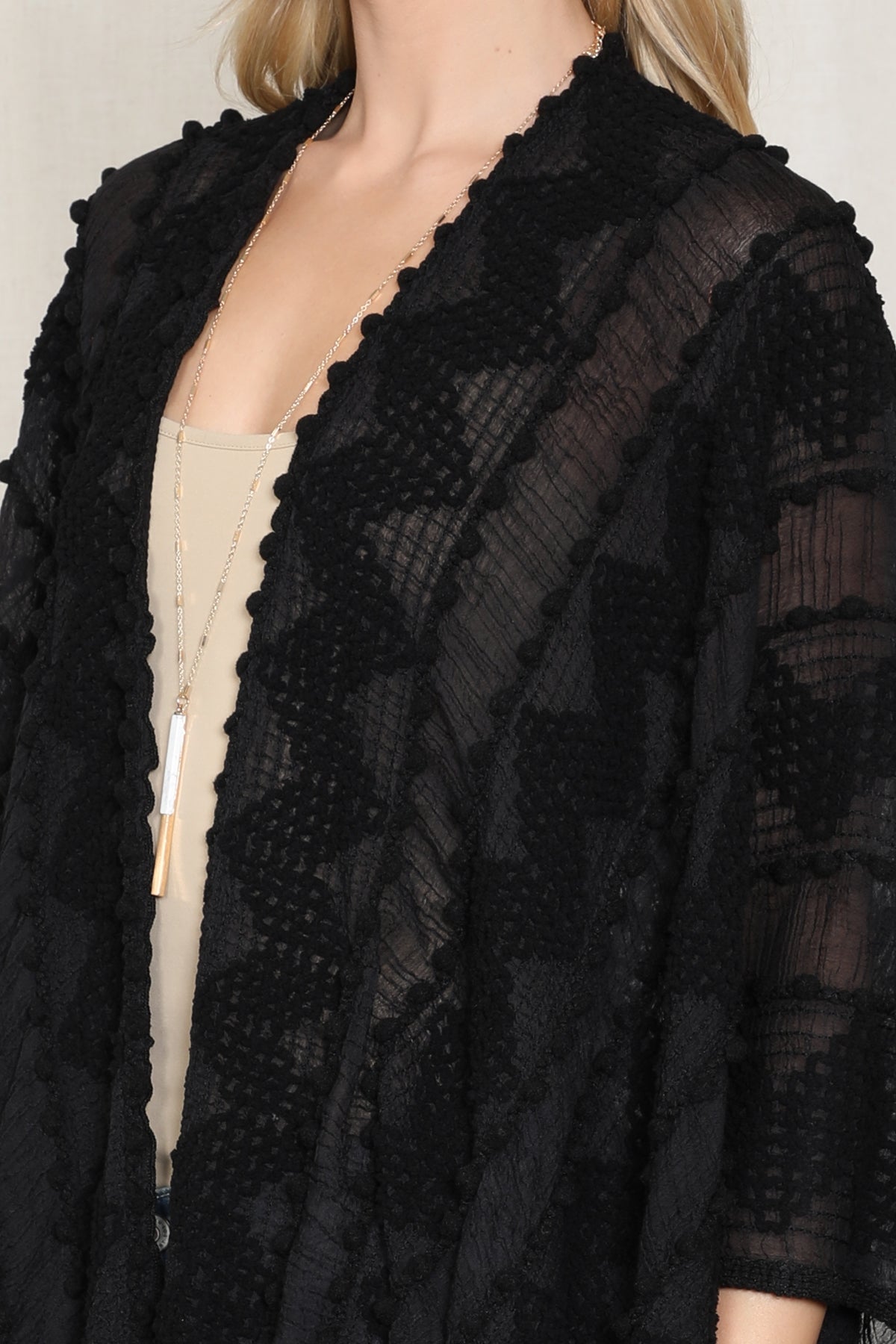 Black Crochet Diamond Design Shawl