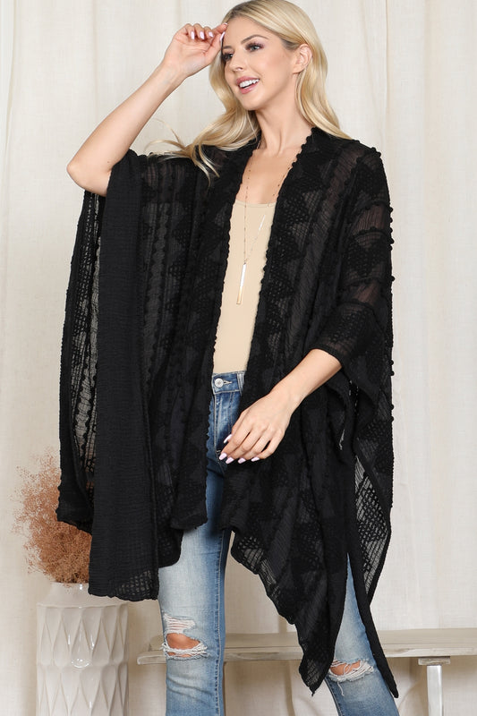 Black Crochet Diamond Design Shawl