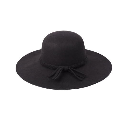 Black Braid Floppy Brim Hat
